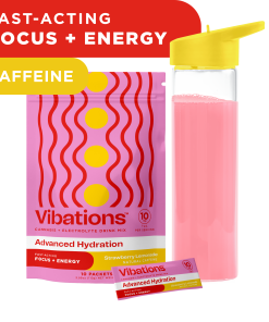 Focus + Energy Strawberry Lemonade Drink Mix w/Caffeine 100mg (10 servings)