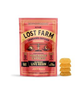 Kiva Lost Farm Live Resin Juicy Peach Pineapple Express Gummies 100mg (10ct)